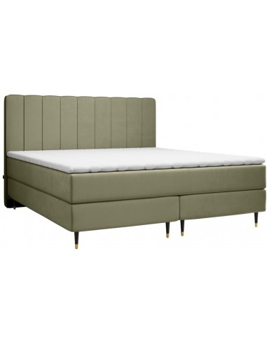 Kobbe kontinentalseng med sengegavl 140 x 200 cm med 7 komfortzoner - Sort/Guld/Skovgrøn