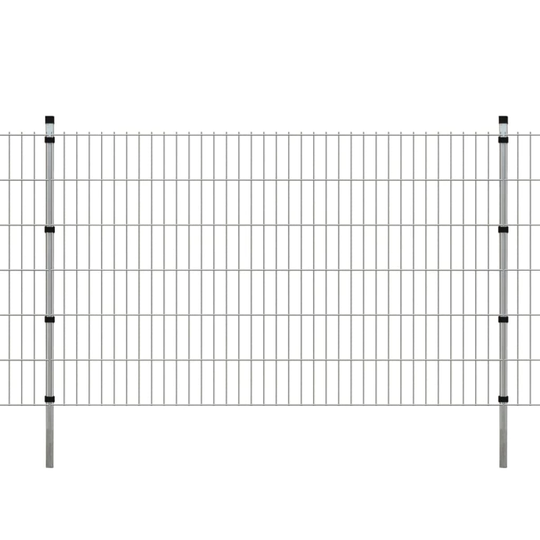 vidaXL 2D paneler og pæle til havehegn, 2.008x1.230 mm, 32 m, sølvgrå