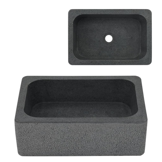 vidaXL håndvask 45 x 30 x 15 cm flodsten sort