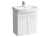 Laufen Kompas hvid vaskeskab med højrehængslet låge samt vask i dimension 56x42x7,5 cm. Mål på møbel: H60,8 x B42,0 x D30,3 cm