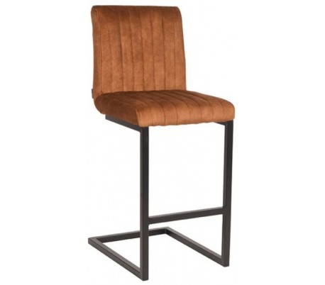 Milo barstol i velour og metal H100 cm - Sort/Okker