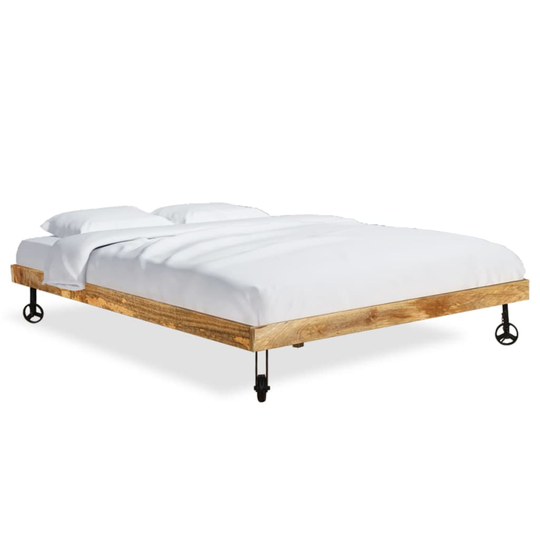 vidaXL seng med madras af memoryskum råt mangotræ 140 x 200 cm