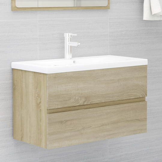 vidaXL vaskeskab 80x38,5x45 cm spånplade sonoma-eg