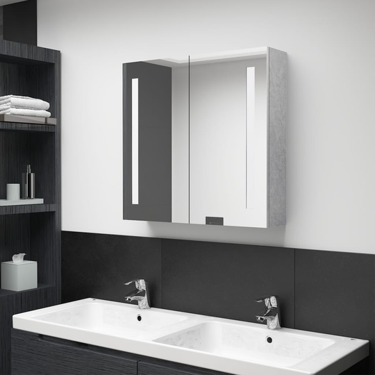 vidaXL badeværelsesskab m. spejl LED-lys 62x14x60 cm betongrå