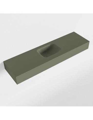 LEX væghængt håndvask 110 x 30 cm Solid surface - Armygrøn