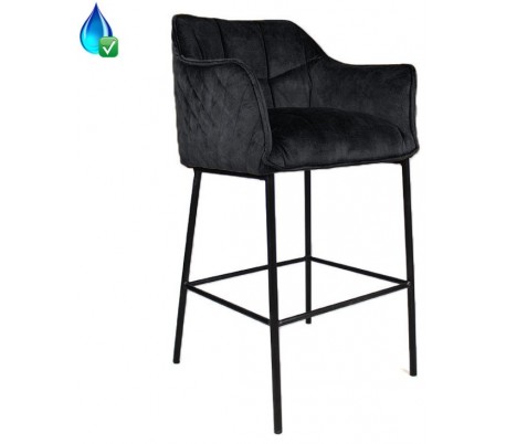 Jayron Barstol i velour H110 cm - Sort/Antracit