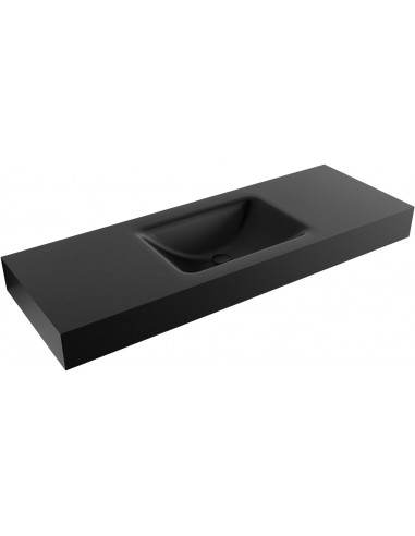 CLOUD væghængt håndvask 130 x 46 cm Solid surface - Sort