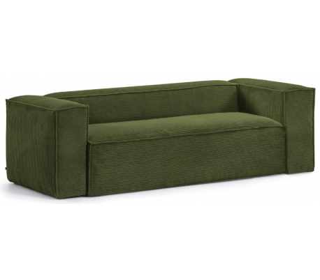 Blok 3-personers sofa i velour ripcurl B240 cm - Grøn
