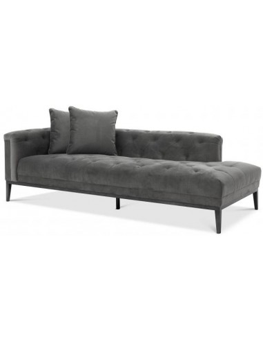 Cesare venstrevendt daybed i velour 220 x 96 cm - Gunmetal/Granitgrå