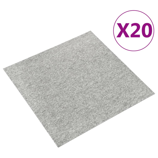 vidaXL tæppefliser 20 stk. 5 m² 50x50 cm lysegrå